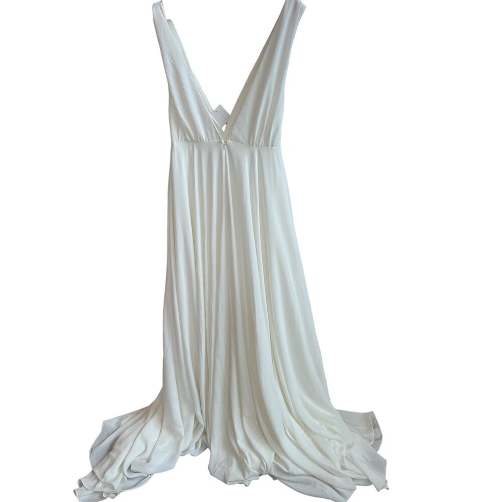 JOANNA AUGUST White NICO Plunging V-Neck A-Line Goddess Bridal Gown Size 8 NWT! - Picture 11 of 13